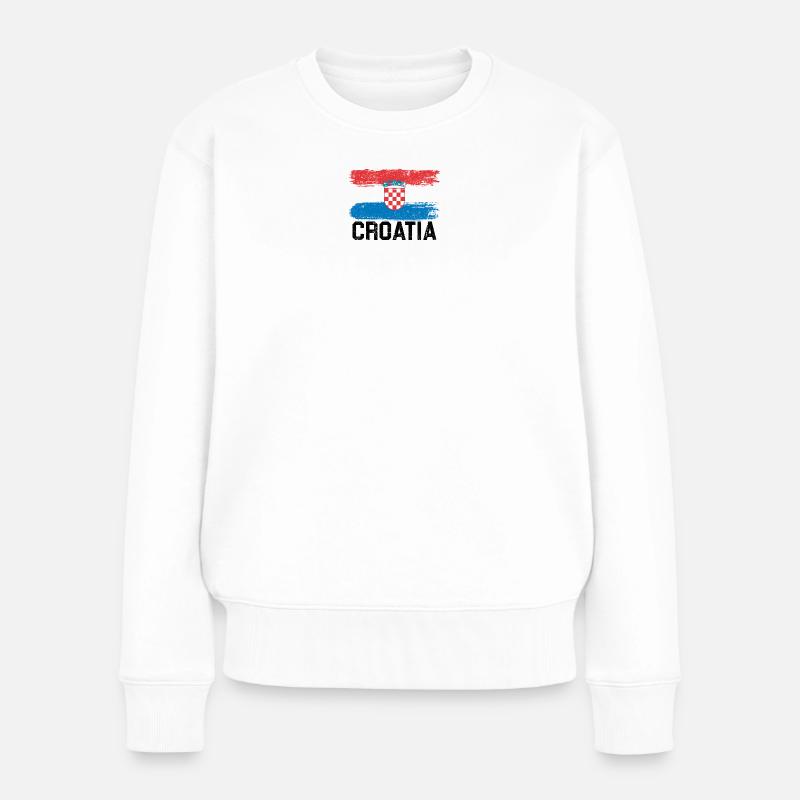 Kroatien Flagge - Frauen Premium Bio Pullover - Weiß