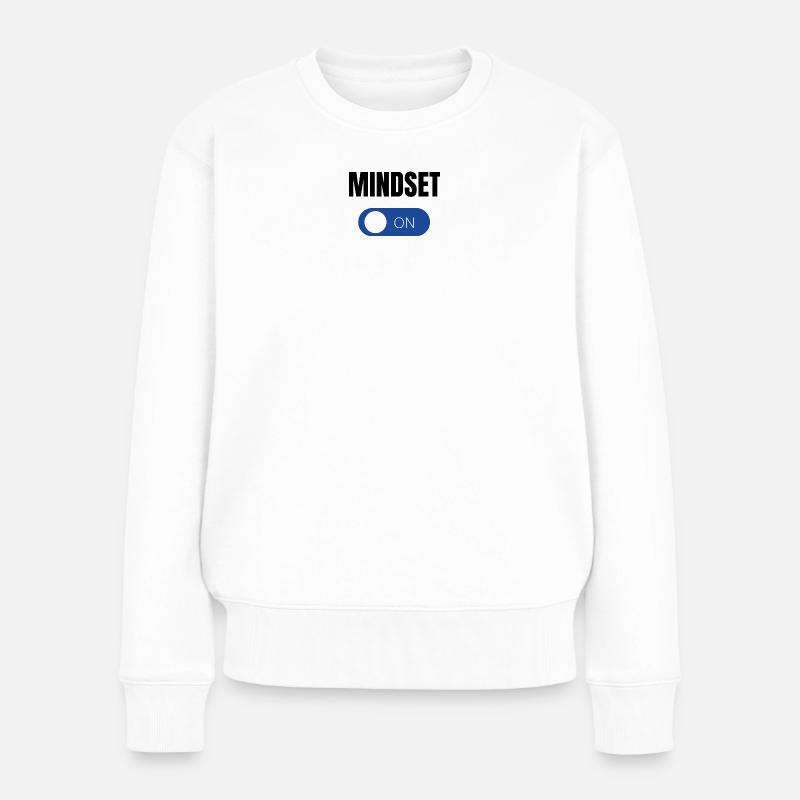 Blauer ON-Schalter Icon - Frauen Premium Bio Pullover - Weiß