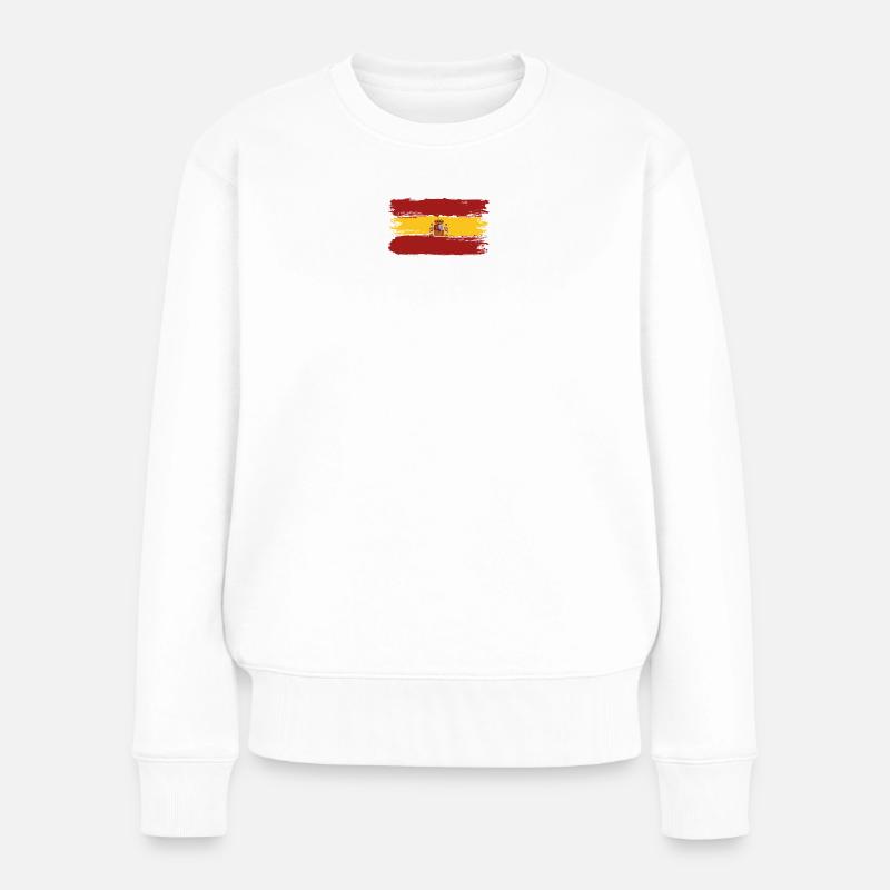 Spanien-Flagge Pinselstrichbanner - Frauen Premium Bio Pullover - Weiß