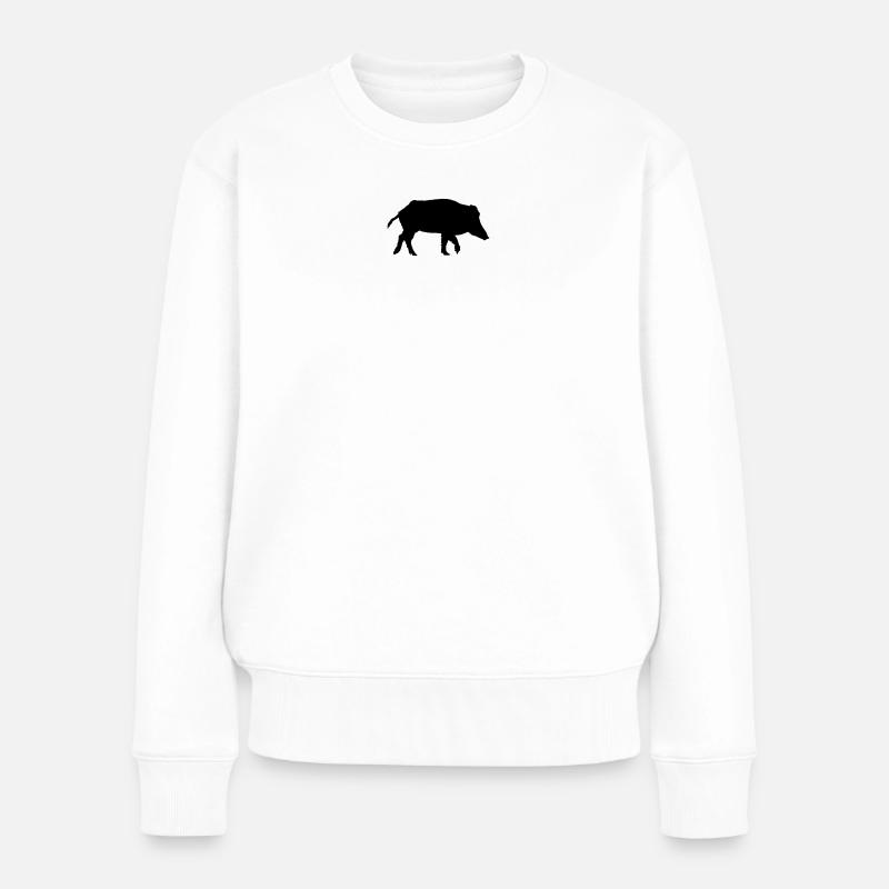 Wildschwein - Frauen Premium Bio Pullover - Weiß