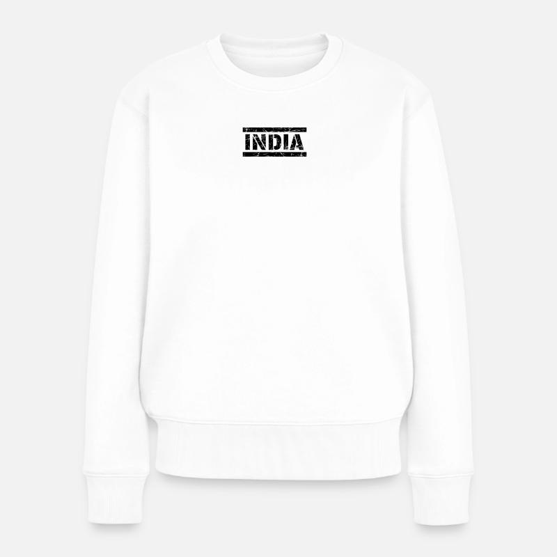 India - Frauen Premium Bio Pullover - Weiß