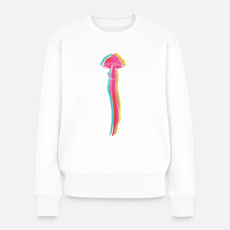 Psychedelische Pilze - Frauen Premium Bio Pullover - Weiß