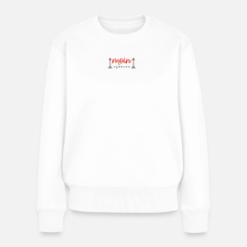 Moin Hamburg, Leuchtturm Wittenbergen - Frauen Premium Bio Pullover - Weiß