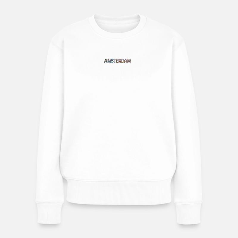 Amsterdam Stadtansicht Typo Collage - Frauen Premium Bio Pullover - Weiß