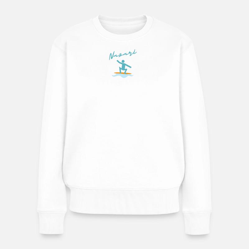Nazaré Surf Illustration - Pull Premium bio Femme - blanc