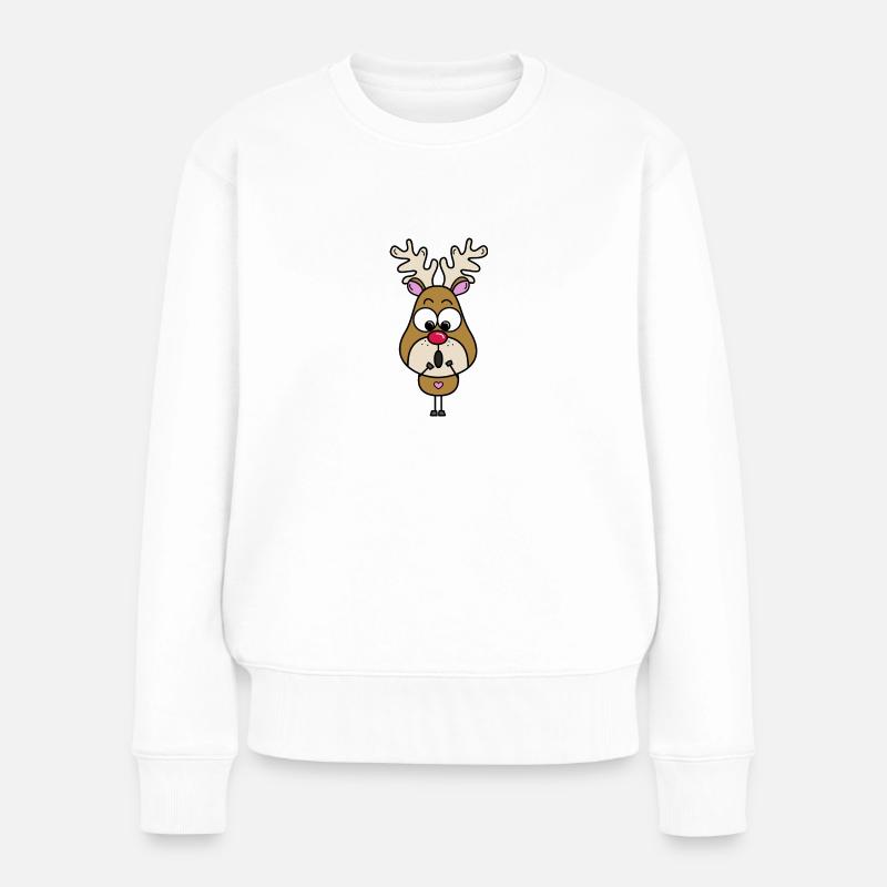 Rentier - Frauen Premium Bio Pullover - Weiß