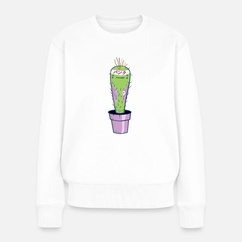 Punkrock kawaii Kaktus. - Frauen Premium Bio Pullover - Weiß
