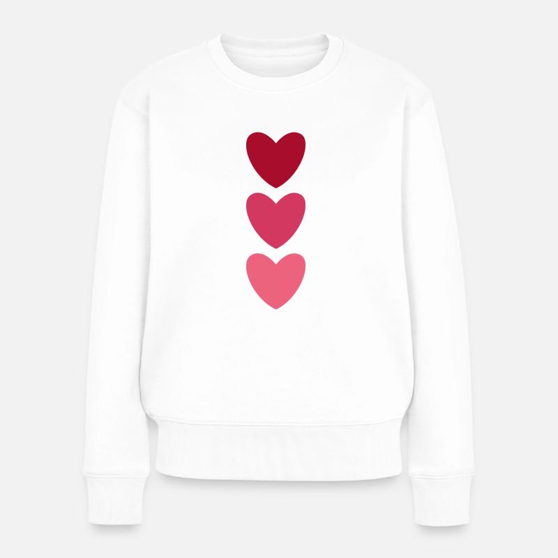 Herz Herz Herz - Frauen Premium Bio Pullover - Weiß