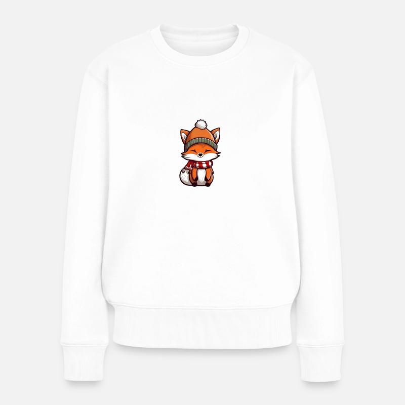 Renard mignon dans un look d’hiver festif ! - Pull Premium bio Femme - blanc