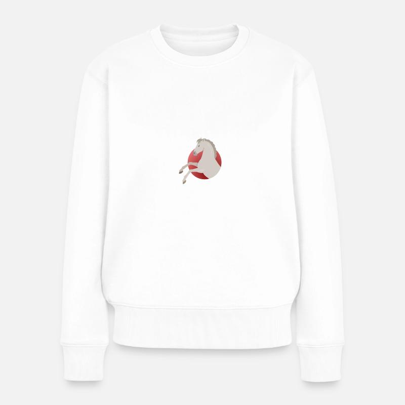 Pferde - Frauen Premium Bio Pullover - Weiß