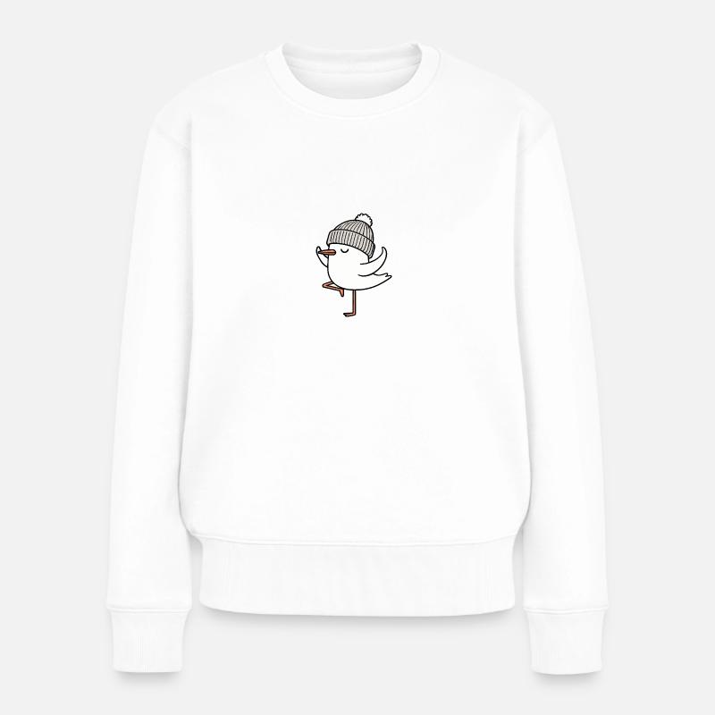 Nordsee Comic Möwe Yoga Mütze Beanie Resilienz Om - Frauen Premium Bio Pullover - Weiß