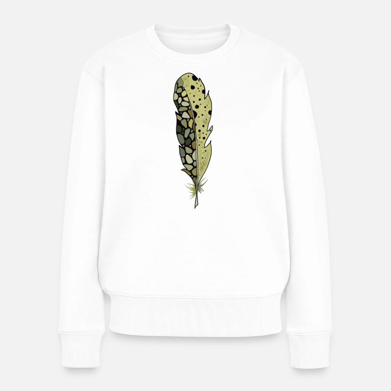 Feder Mosaik Naturkraft - Frauen Premium Bio Pullover - Weiß
