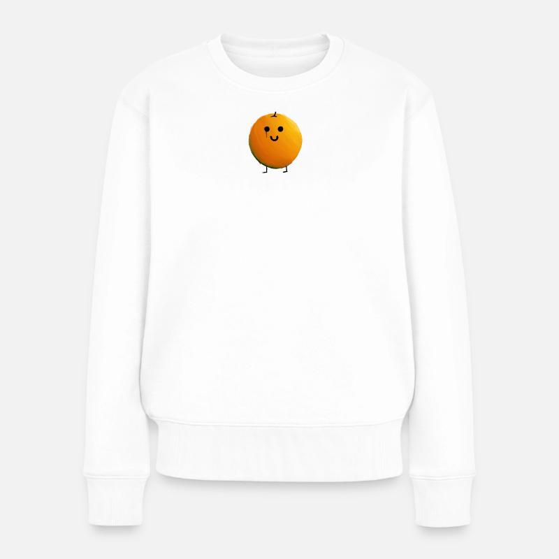 Orange - Frauen Premium Bio Pullover - Weiß
