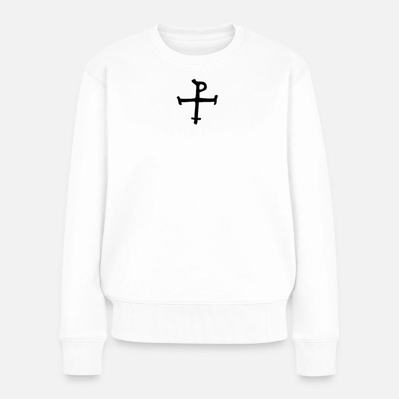 Sigil Mystisches Kreuz - Frauen Premium Bio Pullover - Weiß