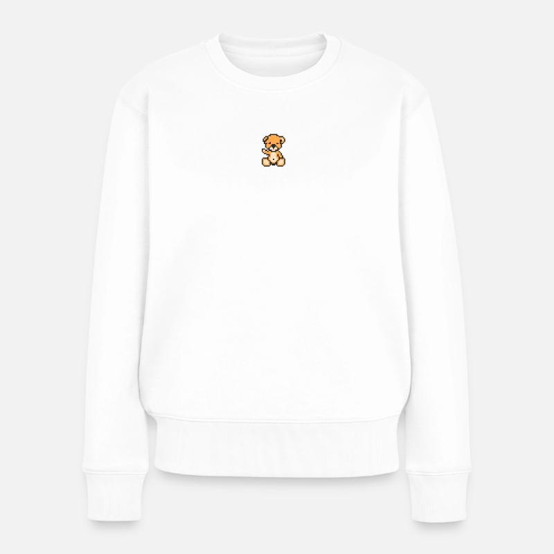 Pixel MiniBear Neon Orange - Pull Premium bio Femme - blanc