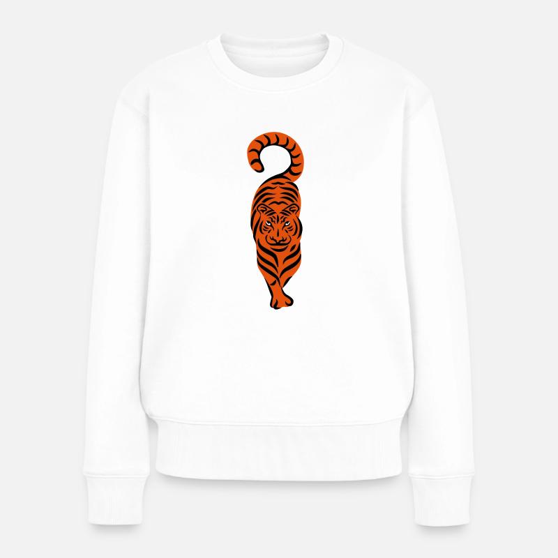 Tiger - Frauen Premium Bio Pullover - Weiß