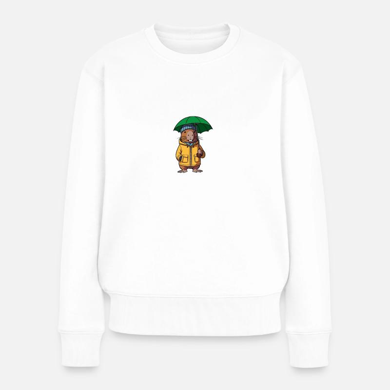 Comic Capybara Veste de pluie Chapeau Parapluie Jaune - Pull Premium bio Femme - blanc