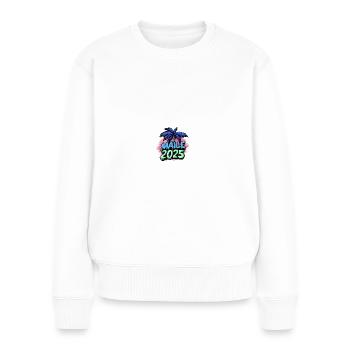 Malle 2025 Mallorca Palme - Frauen Premium Bio Pullover - Weiß - Vorne - Julia (174cm)