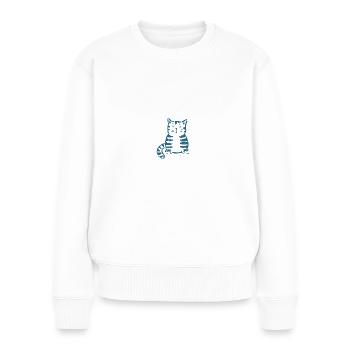 Katze - Frauen Premium Bio Pullover - Weiß - Vorne - Julia (174cm)