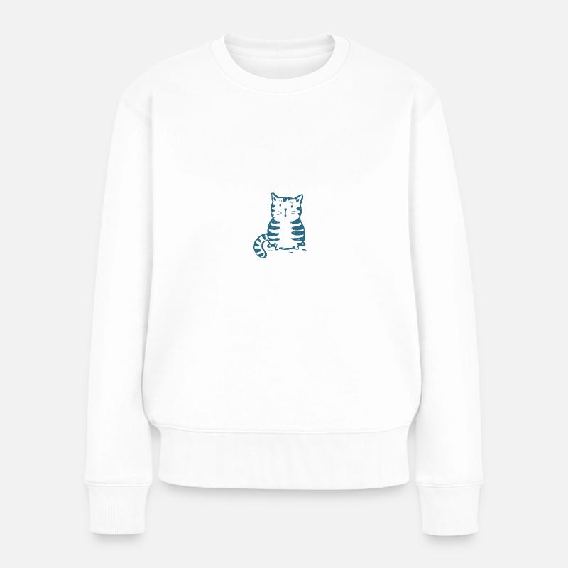 Katze - Frauen Premium Bio Pullover - Weiß