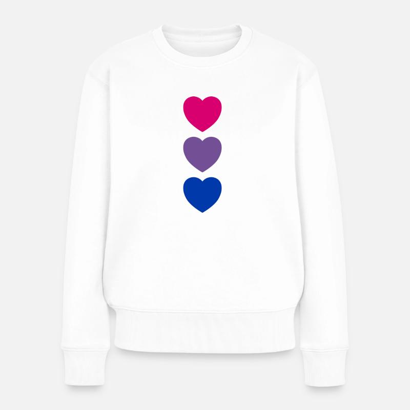 Herzen Bi Flagge Farben Subtiler Stolz - Frauen Premium Bio Pullover - Weiß