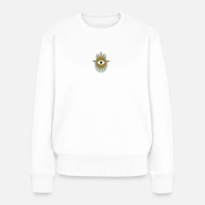 Happy Hamsa - Frauen Premium Bio Pullover - Weiß
