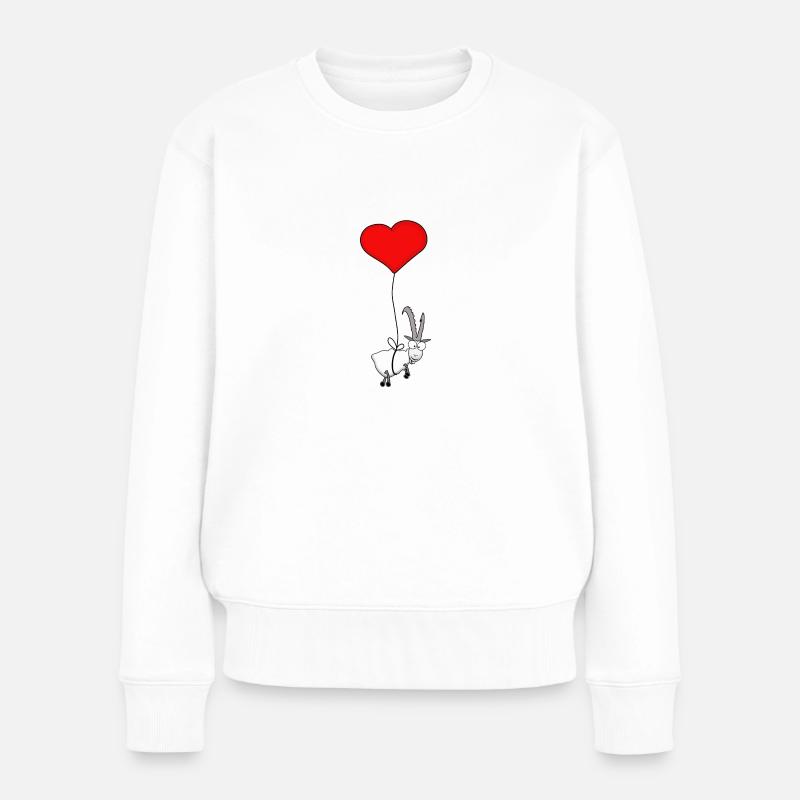 Steinbock mit Herz - Frauen Premium Bio Pullover - Weiß