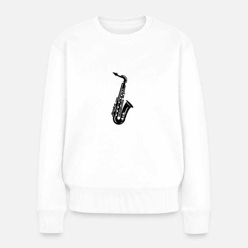 Saxophon - Frauen Premium Bio Pullover - Weiß