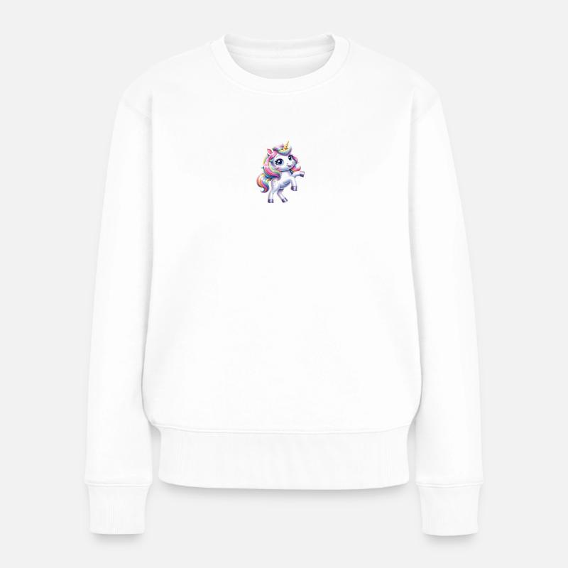Kleines Einhorn - Frauen Premium Bio Pullover - Weiß