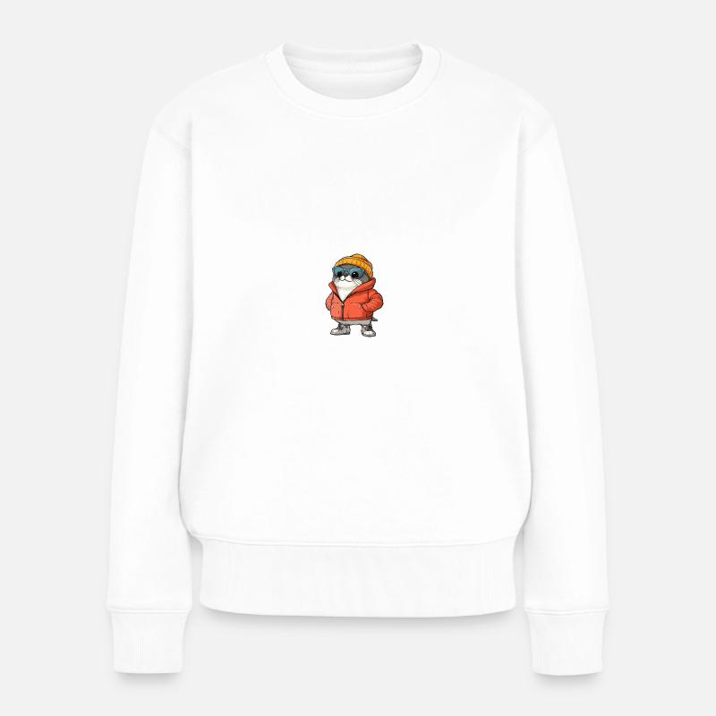 Robbe Tier Winter Comic - Frauen Premium Bio Pullover - Weiß