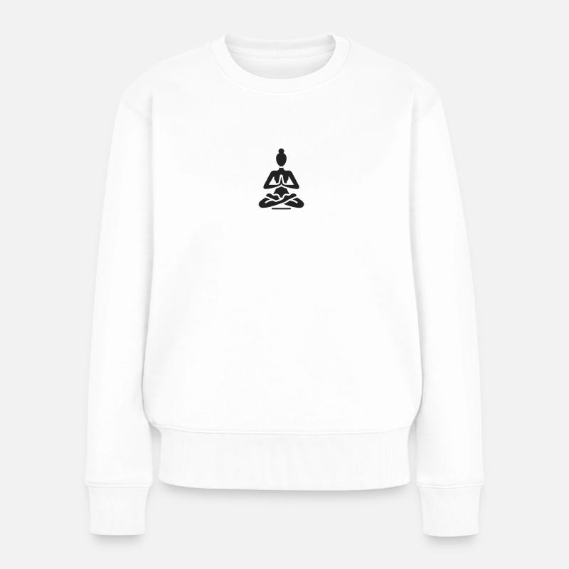 Yoga Pose Entspannung - Frauen Premium Bio Pullover - Weiß