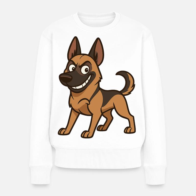 Frecher Malinois Comic Hund - Frauen Premium Bio Pullover - Weiß