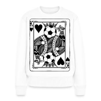 Herz König Fußball - Spielkarten Geschenk - Frauen Premium Bio Pullover - Weiß - Vorne - Julia (174cm)