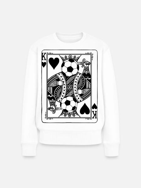 Herz König Fußball - Spielkarten Geschenk - Frauen Premium Bio Pullover - Weiß