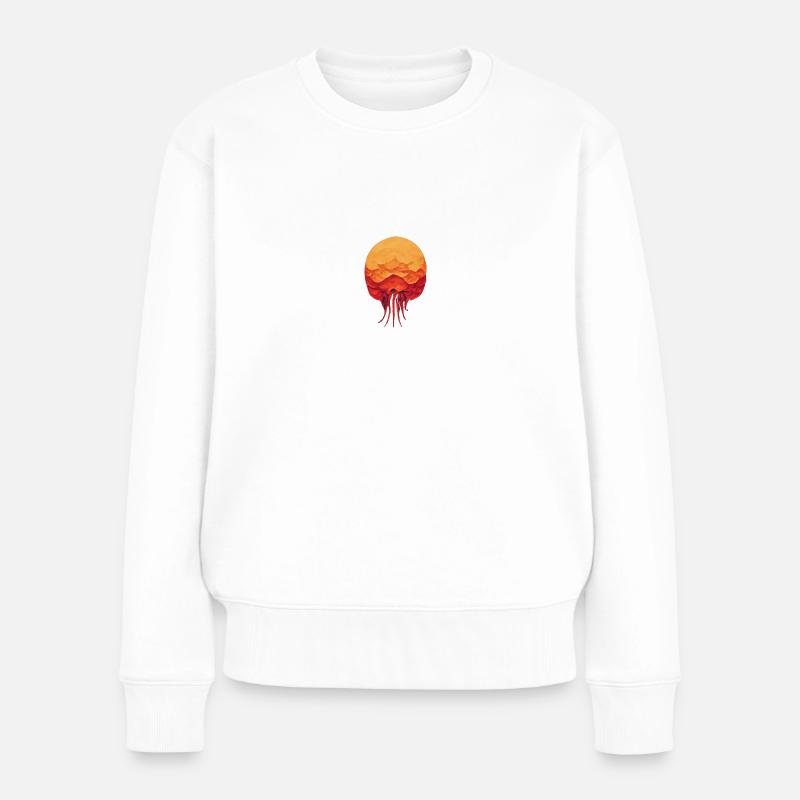 Rote Sonnen Qualle - Frauen Premium Bio Pullover - Weiß