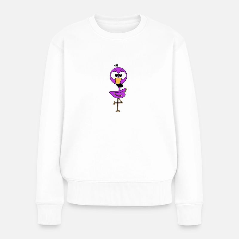 Flamingo Lila - Frauen Premium Bio Pullover - Weiß