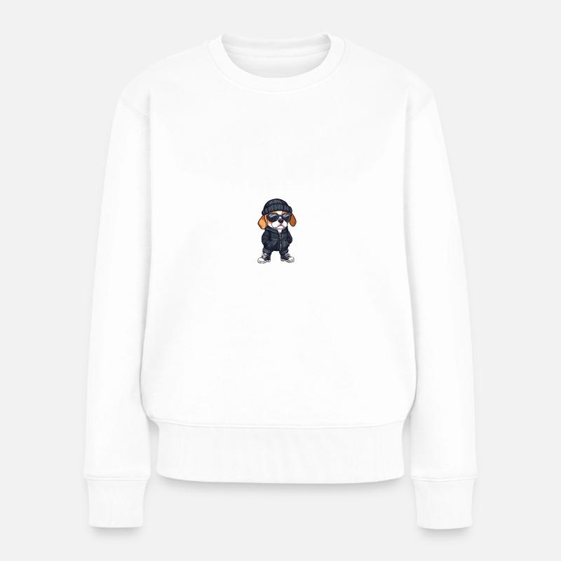 Beagle Hund Winter Comic - Frauen Premium Bio Pullover - Weiß