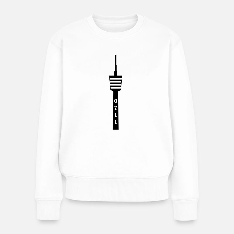 Fernsehturm0711 - Frauen Premium Bio Pullover - Weiß