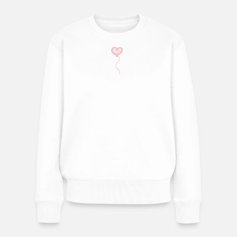 Luftballon Herz rosa pastell - Frauen Premium Bio Pullover - Weiß