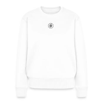 Sats are our cents - Black - Frauen Premium Bio Pullover - Weiß - Vorne - Julia (174cm)