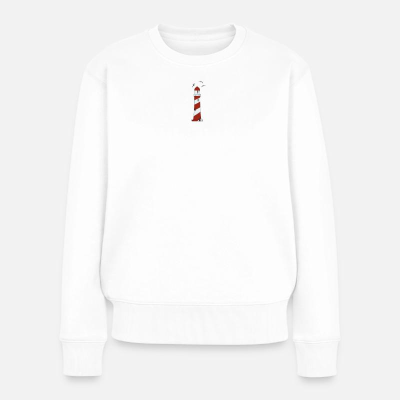 Leuchtturm - Frauen Premium Bio Pullover - Weiß