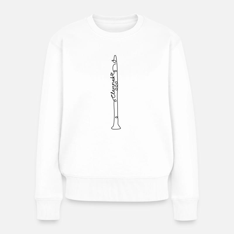 one line clarinet - Frauen Premium Bio Pullover - Weiß