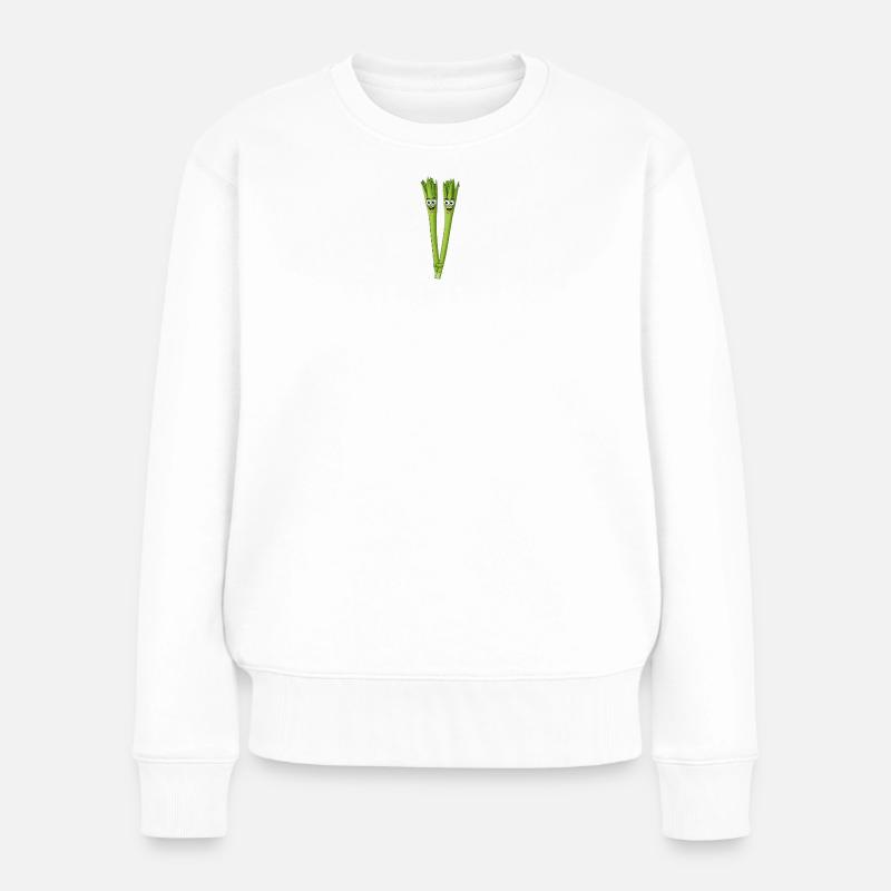 Spargelduo Lächelnd - Frauen Premium Bio Pullover - Weiß