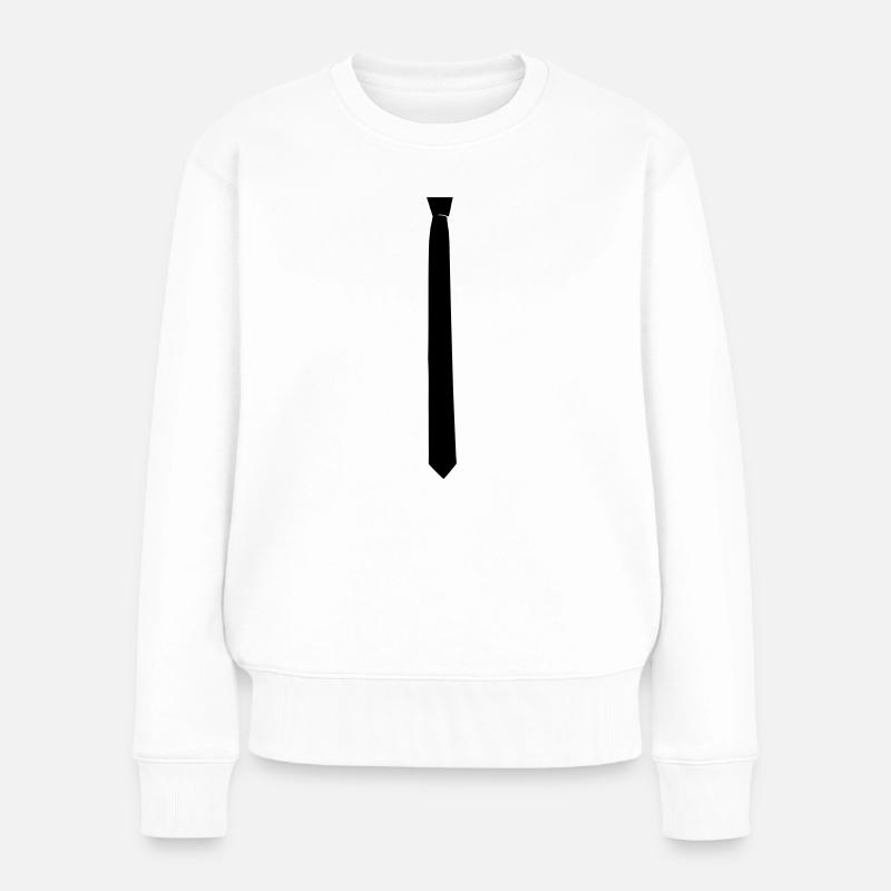schmale Krawatte - Frauen Premium Bio Pullover - Weiß