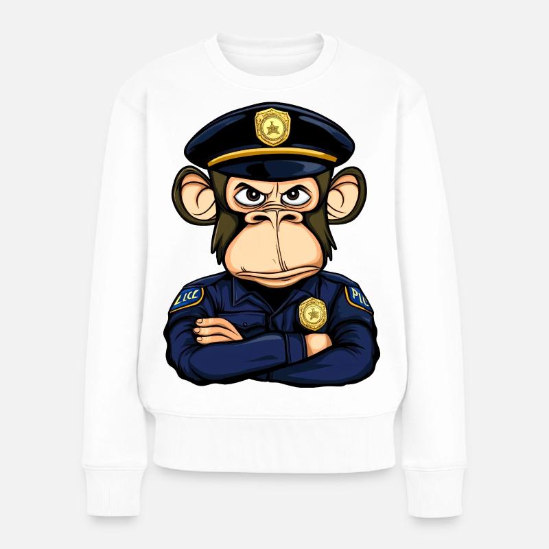 Polizei Affe - Frauen Premium Bio Pullover - Weiß