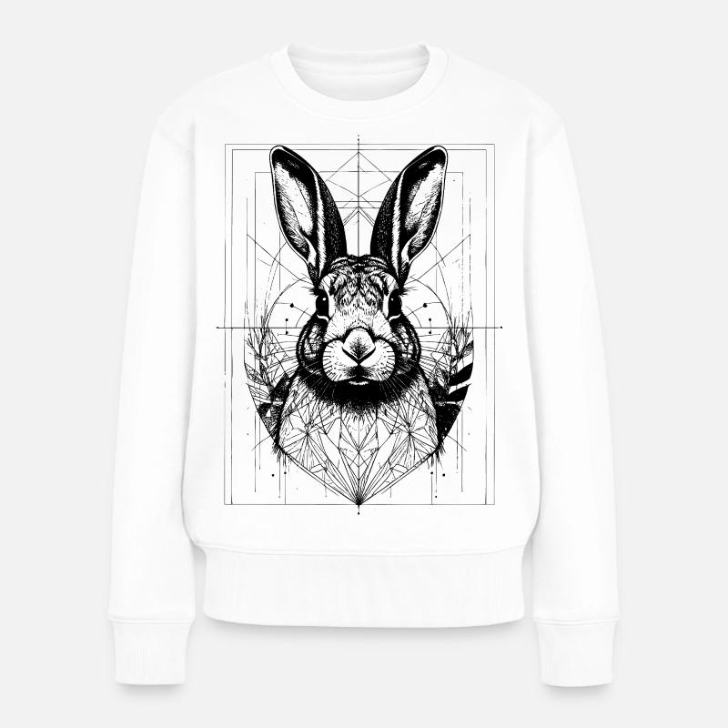 Rabbit in Geometric Frame - Women's Premium Organic Jumper - white