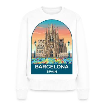 Affiche de voyage vintage de Barcelone, Espagne - Pull Premium bio Femme - blanc - Devant - Julia (174cm)