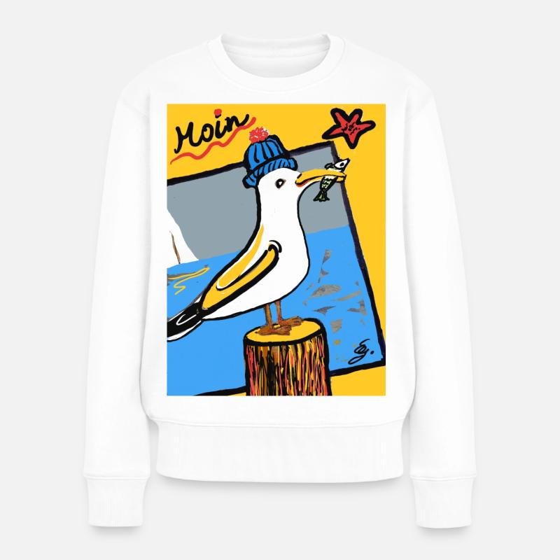 EG Möwe I Tier I Meer I Urlaub I Bild - Frauen Premium Bio Pullover - Weiß