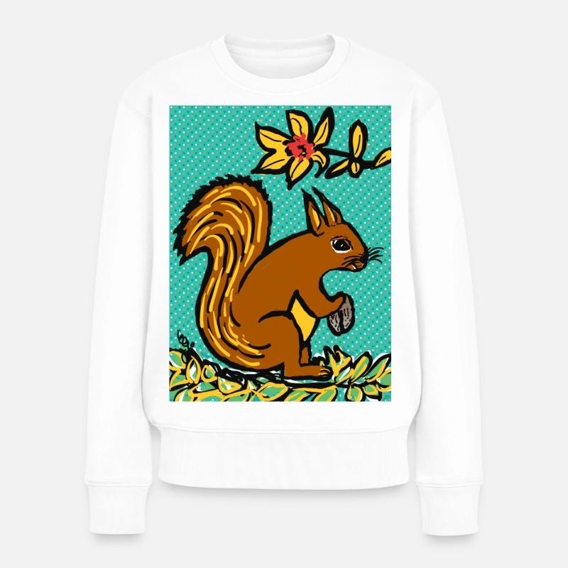 Eichhörnchen I Tier I Urlaub I Wald I EG - Frauen Premium Bio Pullover - Weiß