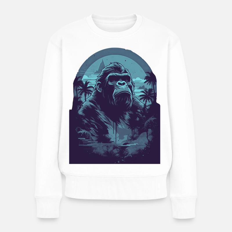 Blue Gorrile - Women's Premium Organic Jumper - white